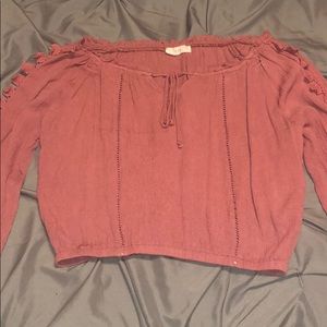 Lush pink off the shoulder long sleeve